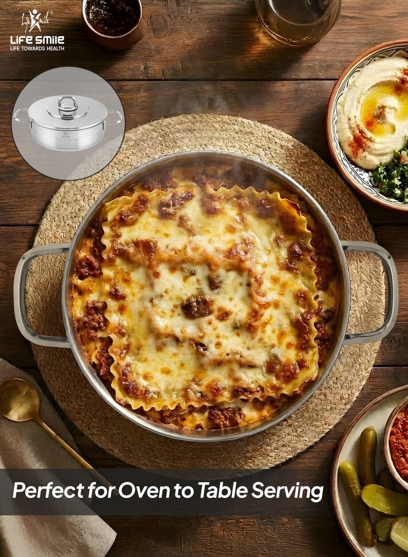 Life Smile 8-Piece Stainless Steel Cookware Set with Lids -20/24/28cm Casseroles, 28cm Shallow Pot,Multi-Size Cooking Pots - Image 5